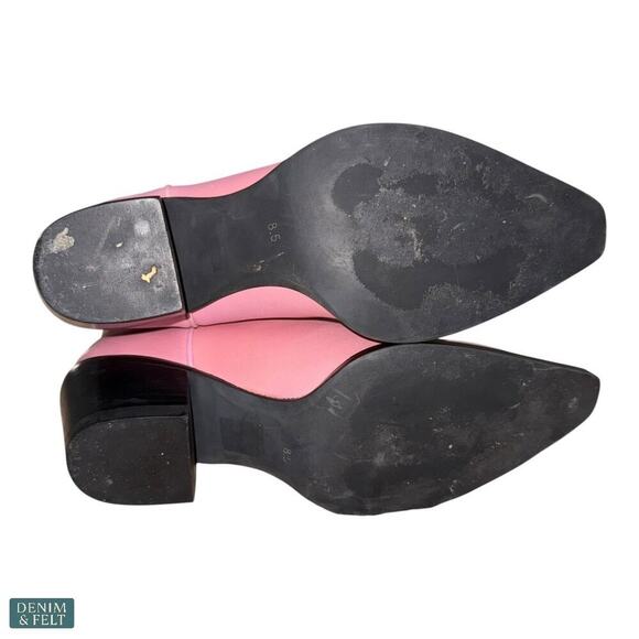 Jeffrey Campbell Dagget Rose Pink Cowboy Western Boot 8.5 Leather Block Heel - Picture 14 of 16